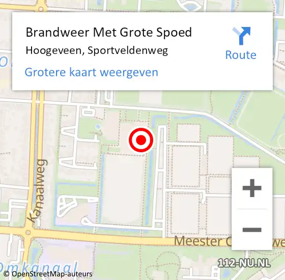 Locatie op kaart van de 112 melding: Brandweer Met Grote Spoed Naar Hoogeveen, Sportveldenweg op 7 september 2024 23:53