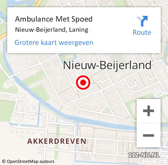 Locatie op kaart van de 112 melding: Ambulance Met Spoed Naar Nieuw-Beijerland, Laning op 8 september 2024 00:06