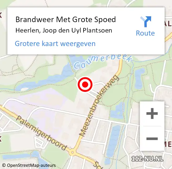 Locatie op kaart van de 112 melding: Brandweer Met Grote Spoed Naar Heerlen, Joop den Uyl Plantsoen op 8 september 2024 00:10