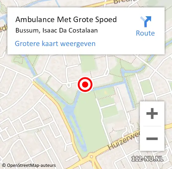 Locatie op kaart van de 112 melding: Ambulance Met Grote Spoed Naar Bussum, Isaac Da Costalaan op 19 oktober 2014 11:28