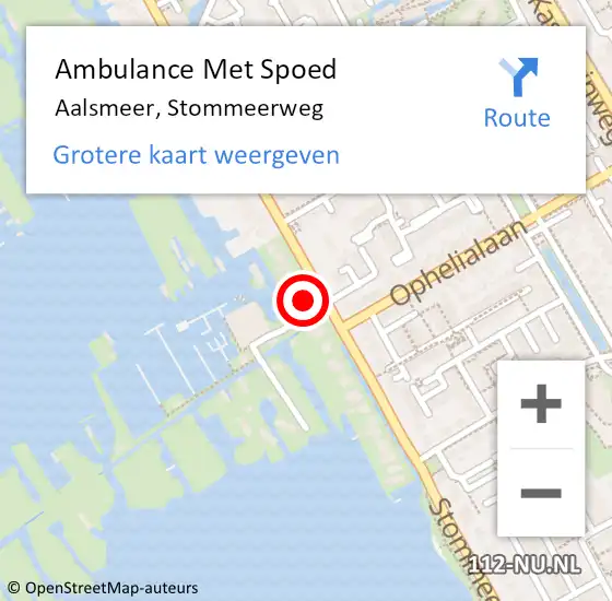 Locatie op kaart van de 112 melding: Ambulance Met Spoed Naar Aalsmeer, Stommeerweg op 8 september 2024 00:28