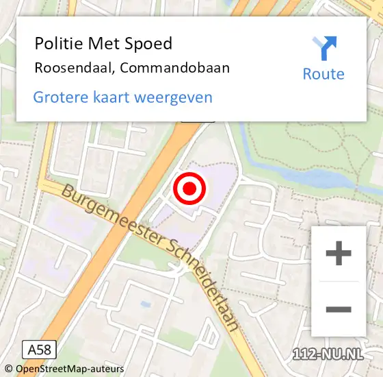 Locatie op kaart van de 112 melding: Politie Met Spoed Naar Roosendaal, Commandobaan op 8 september 2024 00:37