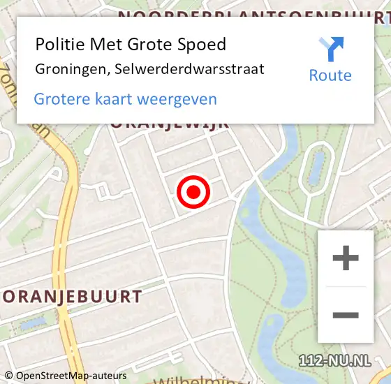 Locatie op kaart van de 112 melding: Politie Met Grote Spoed Naar Groningen, Selwerderdwarsstraat op 8 september 2024 00:46