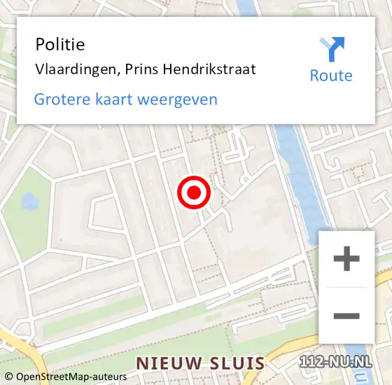 Locatie op kaart van de 112 melding: Politie Vlaardingen, Prins Hendrikstraat op 8 september 2024 00:55