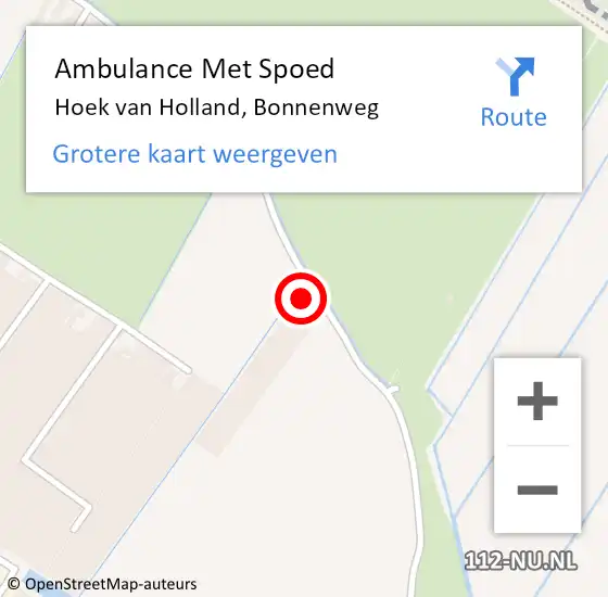 Locatie op kaart van de 112 melding: Ambulance Met Spoed Naar Hoek van Holland, Bonnenweg op 8 september 2024 01:03