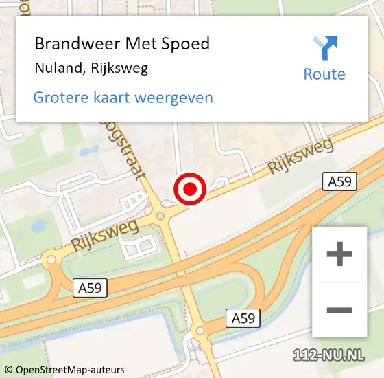 Locatie op kaart van de 112 melding: Brandweer Met Spoed Naar Nuland, Rijksweg op 8 september 2024 01:04