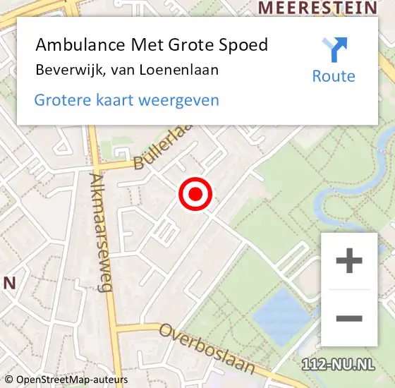 Locatie op kaart van de 112 melding: Ambulance Met Grote Spoed Naar Beverwijk, van Loenenlaan op 8 september 2024 01:18