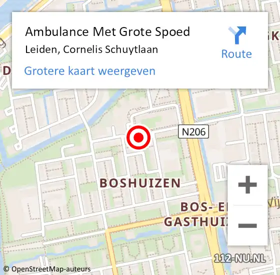 Locatie op kaart van de 112 melding: Ambulance Met Grote Spoed Naar Leiden, Cornelis Schuytlaan op 8 september 2024 01:19