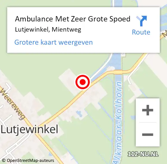 Locatie op kaart van de 112 melding: Ambulance Met Zeer Grote Spoed Naar Lutjewinkel, Mientweg op 8 september 2024 01:22