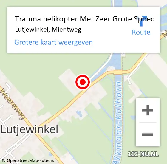 Locatie op kaart van de 112 melding: Trauma helikopter Met Zeer Grote Spoed Naar Lutjewinkel, Mientweg op 8 september 2024 01:24