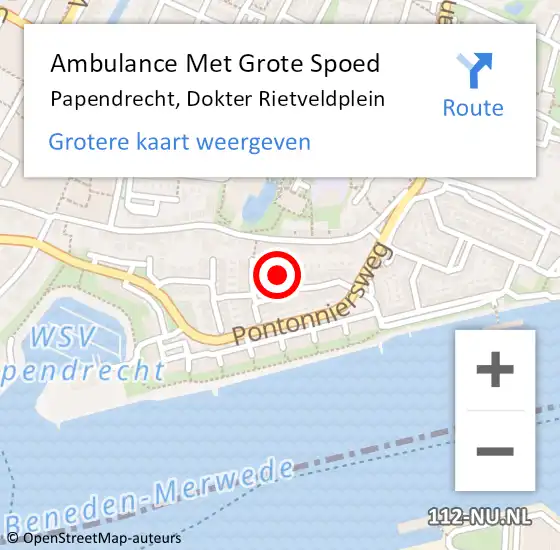 Locatie op kaart van de 112 melding: Ambulance Met Grote Spoed Naar Papendrecht, Dokter Rietveldplein op 8 september 2024 01:42