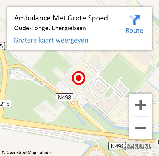 Locatie op kaart van de 112 melding: Ambulance Met Grote Spoed Naar Oude-Tonge, Energiebaan op 8 september 2024 01:50