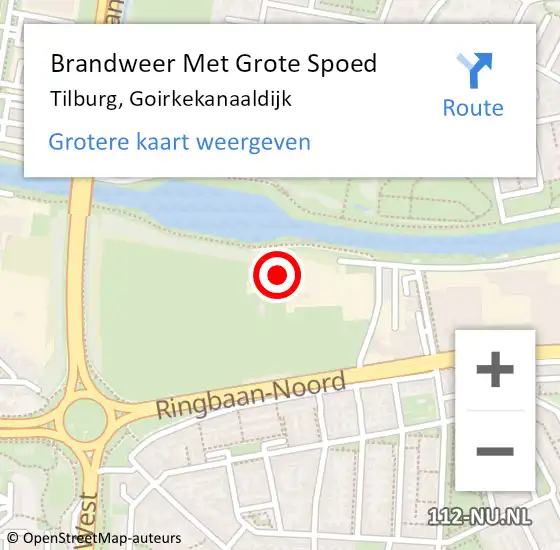 Locatie op kaart van de 112 melding: Brandweer Met Grote Spoed Naar Tilburg, Goirkekanaaldijk op 8 september 2024 01:51