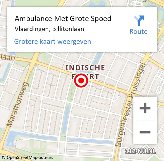 Locatie op kaart van de 112 melding: Ambulance Met Grote Spoed Naar Vlaardingen, Billitonlaan op 8 september 2024 01:58