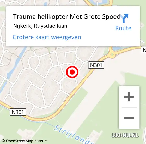 Locatie op kaart van de 112 melding: Trauma helikopter Met Grote Spoed Naar Nijkerk, Ruysdaellaan op 8 september 2024 02:04