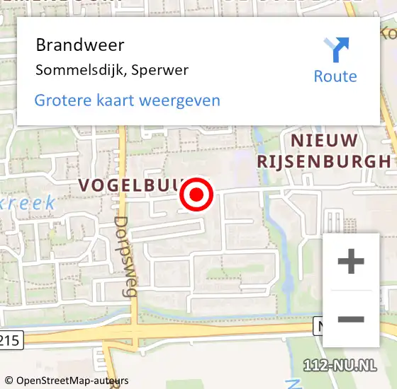 Locatie op kaart van de 112 melding: Brandweer Sommelsdijk, Sperwer op 19 oktober 2014 11:34