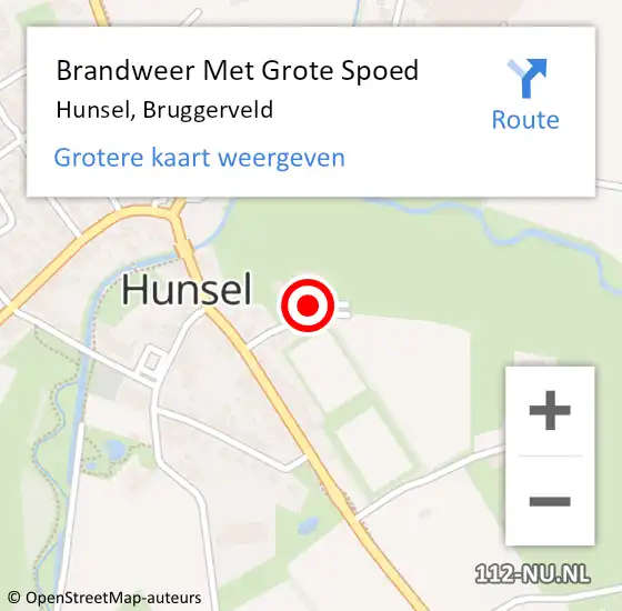 Locatie op kaart van de 112 melding: Brandweer Met Grote Spoed Naar Hunsel, Bruggerveld op 8 september 2024 02:10