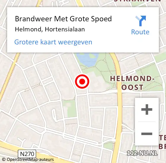 Locatie op kaart van de 112 melding: Brandweer Met Grote Spoed Naar Helmond, Hortensialaan op 8 september 2024 02:24