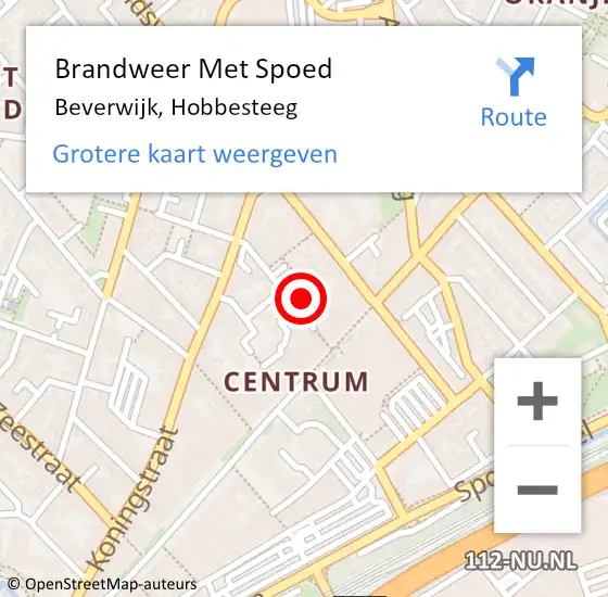 Locatie op kaart van de 112 melding: Brandweer Met Spoed Naar Beverwijk, Hobbesteeg op 8 september 2024 02:53