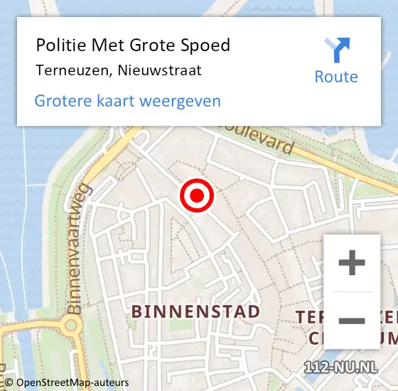 Locatie op kaart van de 112 melding: Politie Met Grote Spoed Naar Terneuzen, Nieuwstraat op 8 september 2024 02:54