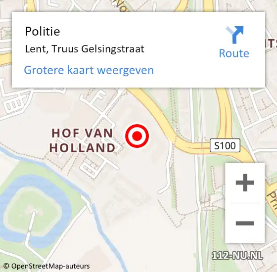 Locatie op kaart van de 112 melding: Politie Lent, Truus Gelsingstraat op 8 september 2024 03:35