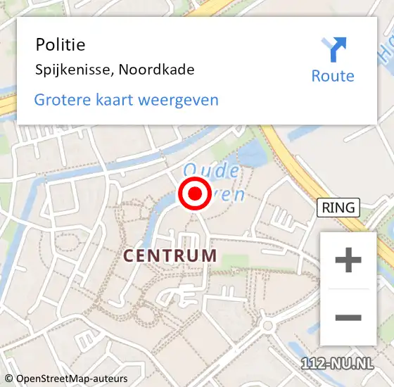 Locatie op kaart van de 112 melding: Politie Spijkenisse, Noordkade op 8 september 2024 03:45