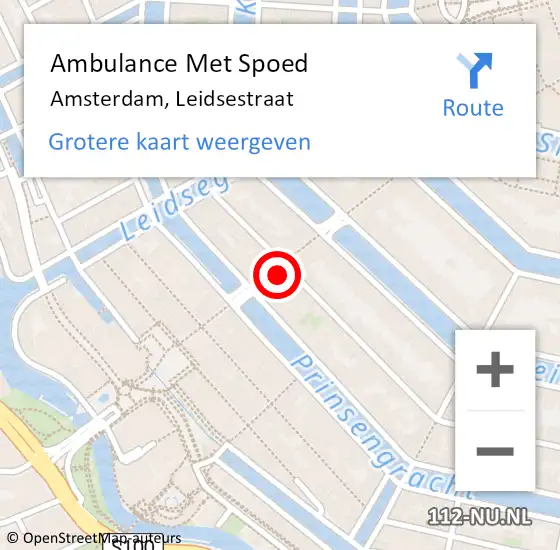 Locatie op kaart van de 112 melding: Ambulance Met Spoed Naar Amsterdam, Leidsestraat op 8 september 2024 03:57