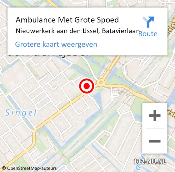 Locatie op kaart van de 112 melding: Ambulance Met Grote Spoed Naar Nieuwerkerk aan den IJssel, Batavierlaan op 8 september 2024 04:09