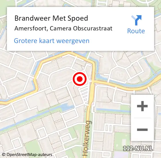 Locatie op kaart van de 112 melding: Brandweer Met Spoed Naar Amersfoort, Camera Obscurastraat op 8 september 2024 04:10