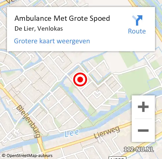 Locatie op kaart van de 112 melding: Ambulance Met Grote Spoed Naar De Lier, Venlokas op 8 september 2024 04:18