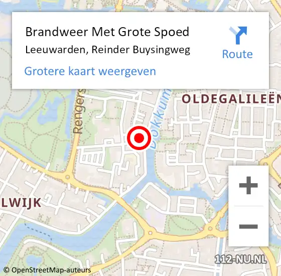 Locatie op kaart van de 112 melding: Brandweer Met Grote Spoed Naar Leeuwarden, Reinder Buysingweg op 8 september 2024 04:37