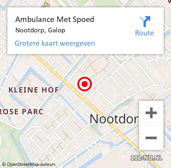 Locatie op kaart van de 112 melding: Ambulance Met Spoed Naar Nootdorp, Galop op 8 september 2024 05:33