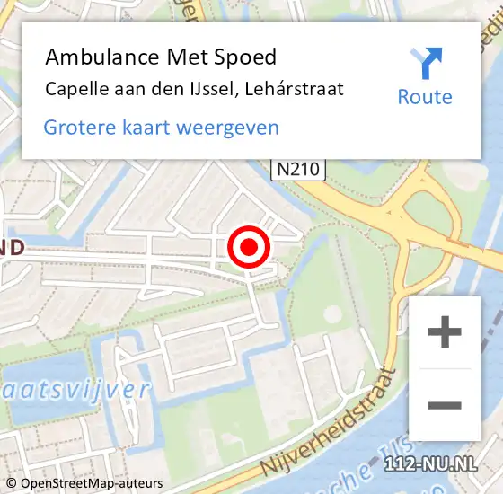 Locatie op kaart van de 112 melding: Ambulance Met Spoed Naar Capelle aan den IJssel, Lehárstraat op 8 september 2024 05:59