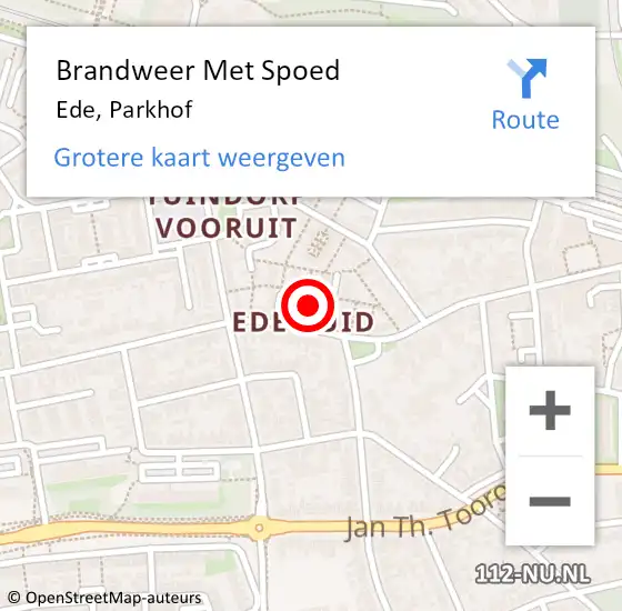 Locatie op kaart van de 112 melding: Brandweer Met Spoed Naar Ede, Parkhof op 8 september 2024 06:00