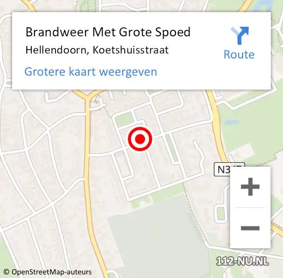 Locatie op kaart van de 112 melding: Brandweer Met Grote Spoed Naar Hellendoorn, Koetshuisstraat op 8 september 2024 06:31