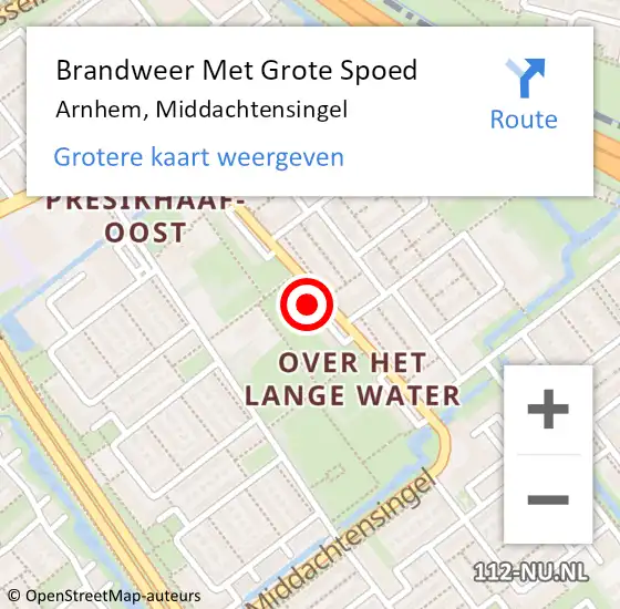 Locatie op kaart van de 112 melding: Brandweer Met Grote Spoed Naar Arnhem, Middachtensingel op 8 september 2024 06:59