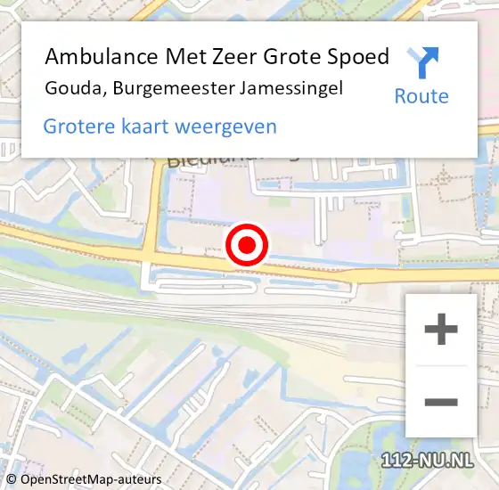 Locatie op kaart van de 112 melding: Ambulance Met Zeer Grote Spoed Naar Gouda, Burgemeester Jamessingel op 8 september 2024 07:13