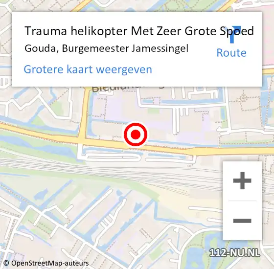 Locatie op kaart van de 112 melding: Trauma helikopter Met Zeer Grote Spoed Naar Gouda, Burgemeester Jamessingel op 8 september 2024 07:14