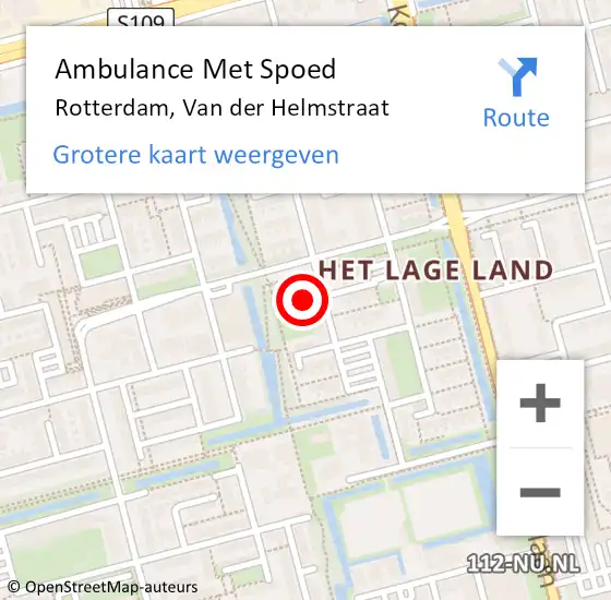 Locatie op kaart van de 112 melding: Ambulance Met Spoed Naar Rotterdam, Van der Helmstraat op 8 september 2024 07:32