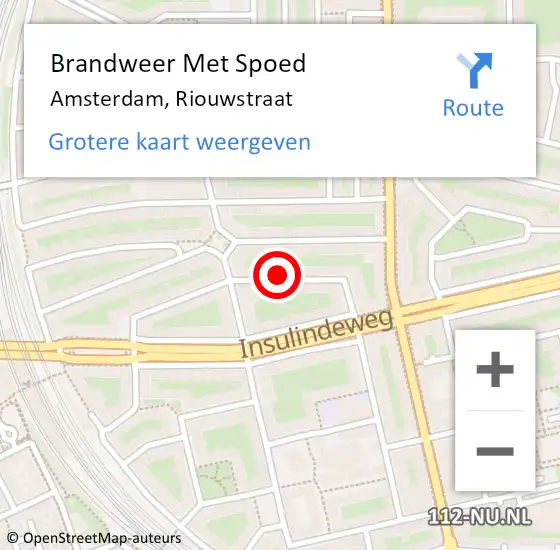 Locatie op kaart van de 112 melding: Brandweer Met Spoed Naar Amsterdam, Riouwstraat op 8 september 2024 07:34