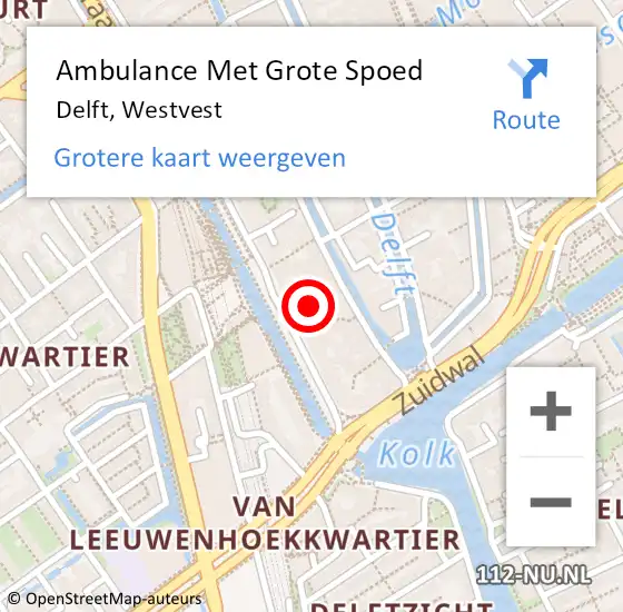 Locatie op kaart van de 112 melding: Ambulance Met Grote Spoed Naar Delft, Westvest op 8 september 2024 07:58