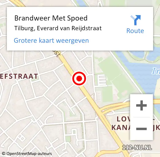 Locatie op kaart van de 112 melding: Brandweer Met Spoed Naar Tilburg, Everard van Reijdstraat op 8 september 2024 09:04