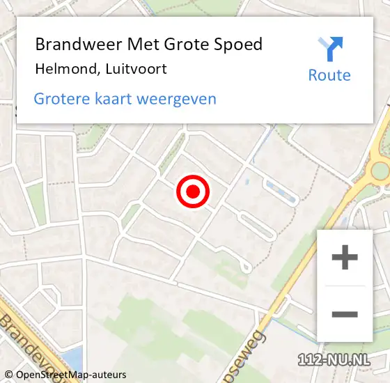 Locatie op kaart van de 112 melding: Brandweer Met Grote Spoed Naar Helmond, Luitvoort op 8 september 2024 09:08