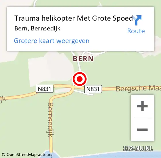 Locatie op kaart van de 112 melding: Trauma helikopter Met Grote Spoed Naar Bern, Bernsedijk op 8 september 2024 09:18