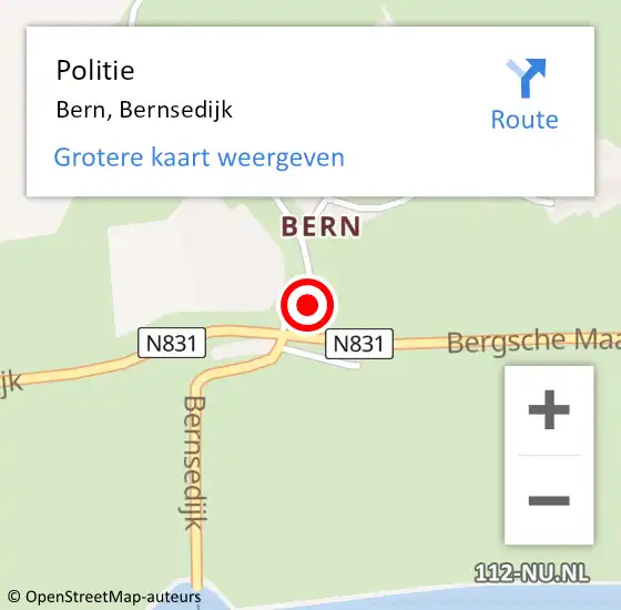 Locatie op kaart van de 112 melding: Politie Bern, Bernsedijk op 8 september 2024 09:19