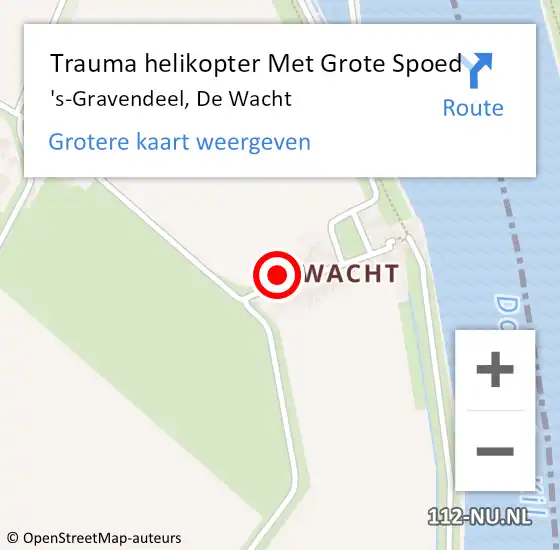 Locatie op kaart van de 112 melding: Trauma helikopter Met Grote Spoed Naar 's-Gravendeel, De Wacht op 8 september 2024 09:33