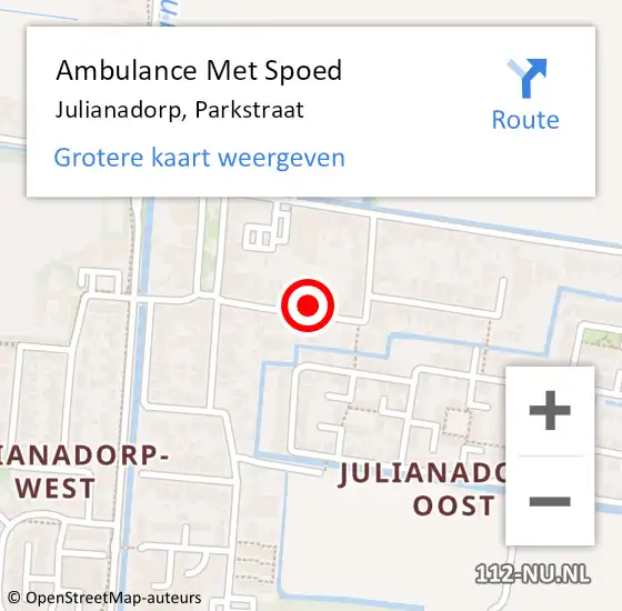 Locatie op kaart van de 112 melding: Ambulance Met Spoed Naar Julianadorp, Parkstraat op 8 september 2024 09:53