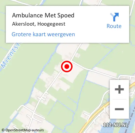 Locatie op kaart van de 112 melding: Ambulance Met Spoed Naar Akersloot, Hoogegeest op 8 september 2024 09:57