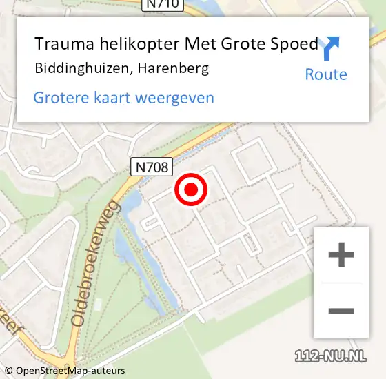 Locatie op kaart van de 112 melding: Trauma helikopter Met Grote Spoed Naar Biddinghuizen, Harenberg op 8 september 2024 10:02