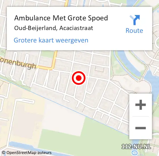 Locatie op kaart van de 112 melding: Ambulance Met Grote Spoed Naar Oud-Beijerland, Acaciastraat op 8 september 2024 10:05